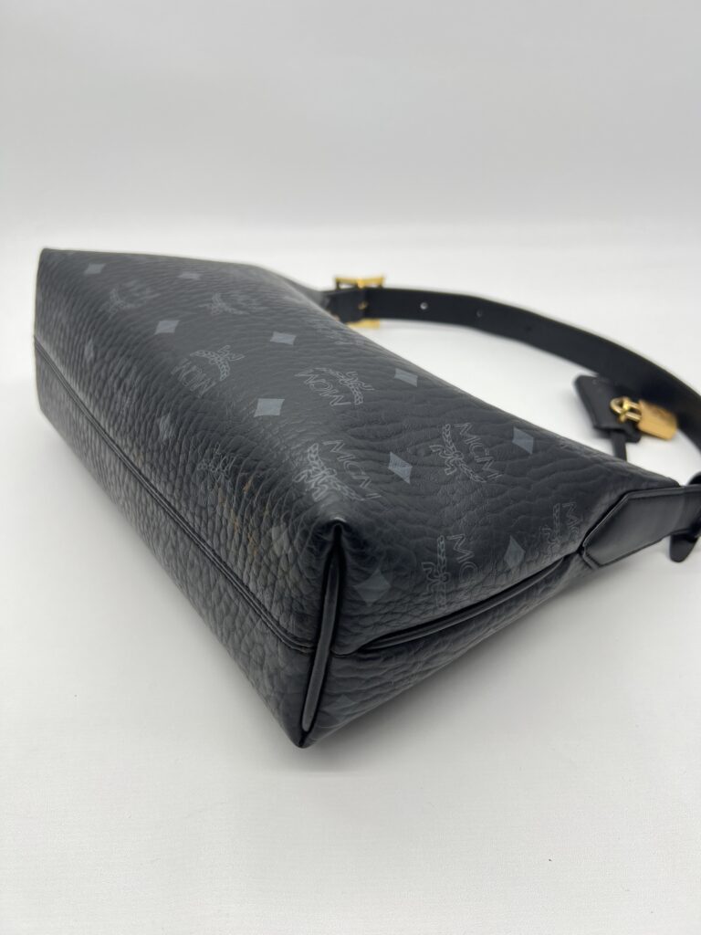 MCM Aren Visetos Hobo Bag Black GHW