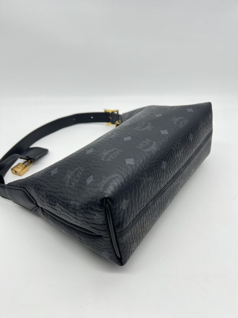 MCM Aren Visetos Hobo Bag Black GHW