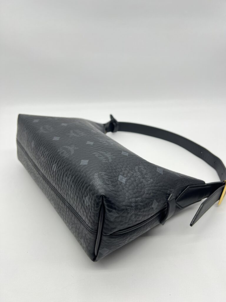 MCM Aren Visetos Hobo Bag Black GHW