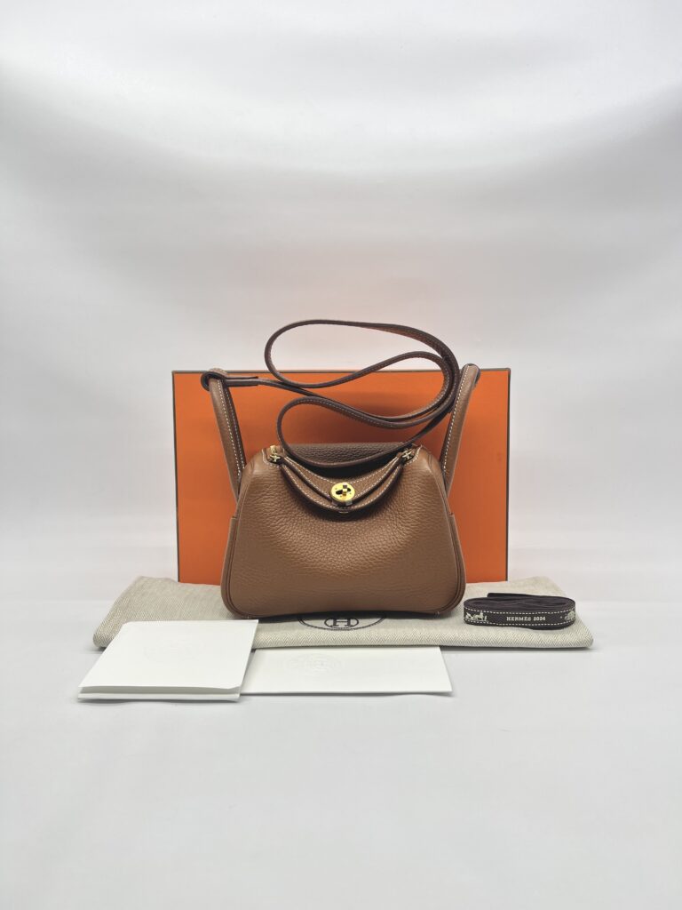 Hermes Mini Lindy Clemence Gold GHW