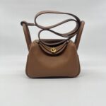 Hermes Mini Lindy Clemence Gold GHW