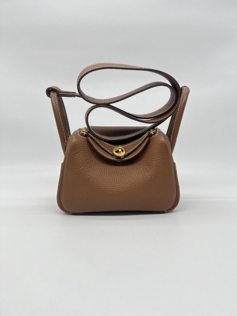 Hermes Mini Lindy Clemence Gold GHW