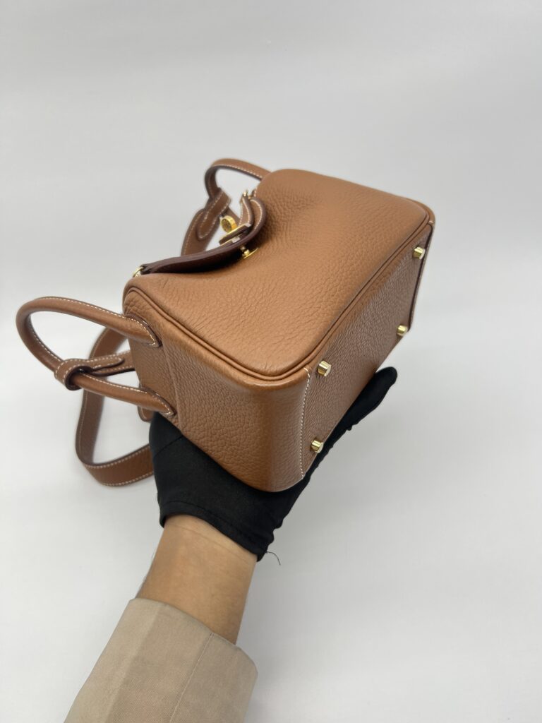 Hermes Mini Lindy Clemence Gold GHW