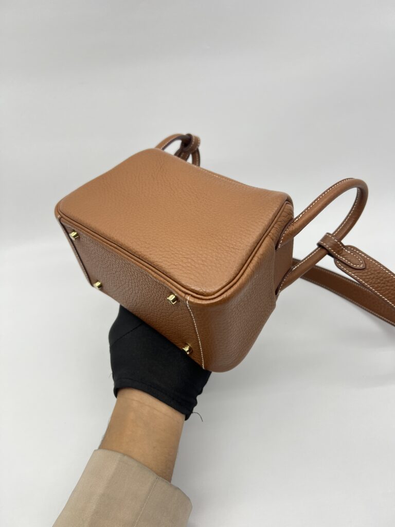 Hermes Mini Lindy Clemence Gold GHW