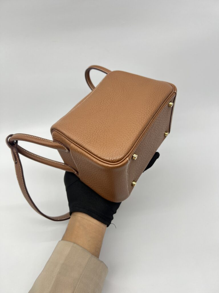 Hermes Mini Lindy Clemence Gold GHW