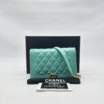 Chanel Boy Wallet On Chain Green GHW