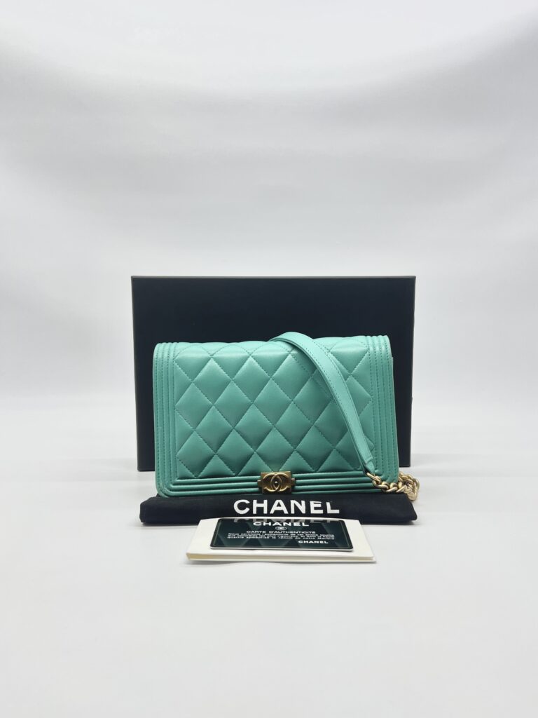 Chanel Boy Wallet On Chain Green GHW