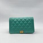 Chanel Boy Wallet On Chain Green GHW