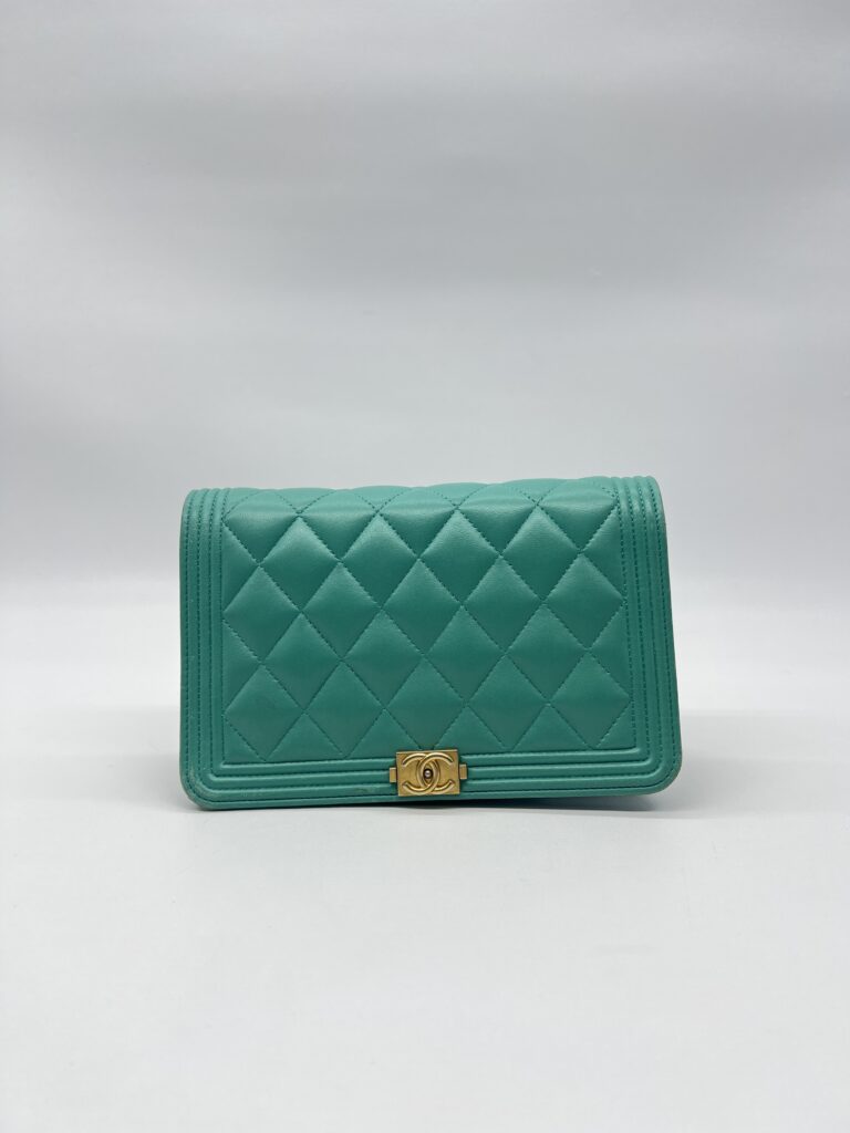 Chanel Boy Wallet On Chain Green GHW