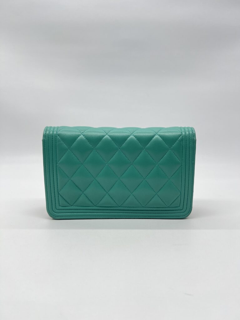 Chanel Boy Wallet On Chain Green GHW