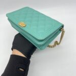 Chanel Boy Wallet On Chain Green GHW