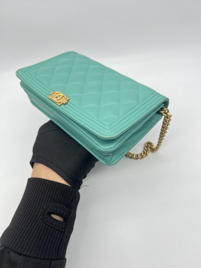 Chanel Boy Wallet On Chain Green GHW