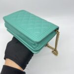 Chanel Boy Wallet On Chain Green GHW