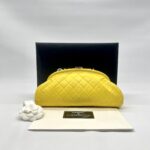 Chanel Timeless Clutch Lambskin Yellow GHW