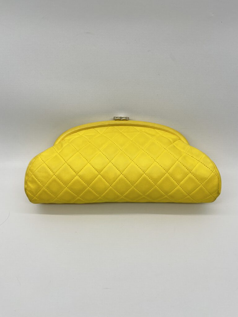Chanel Timeless Clutch Lambskin Yellow GHW