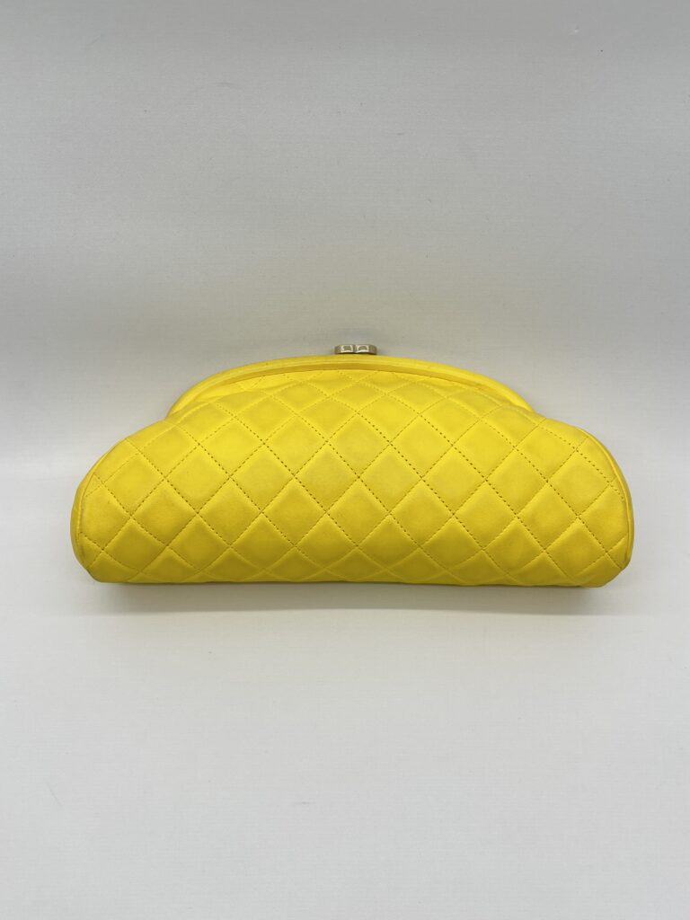 Chanel Timeless Clutch Lambskin Yellow GHW
