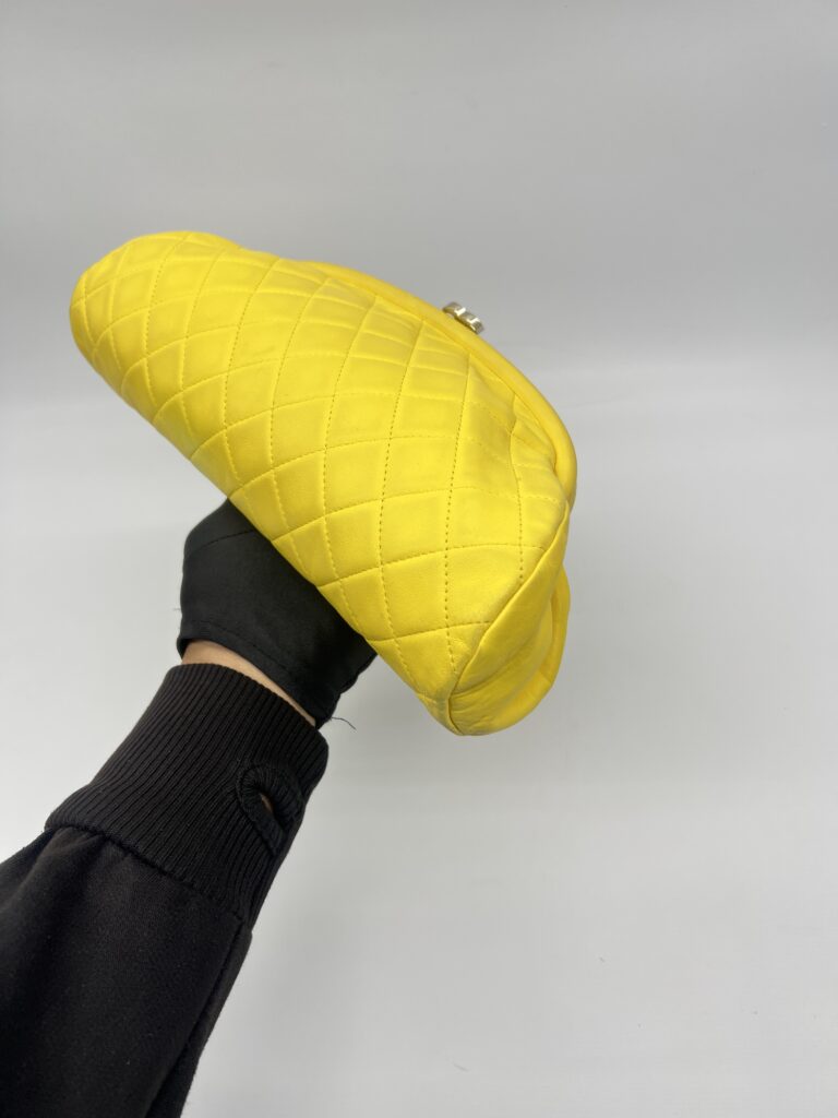 Chanel Timeless Clutch Lambskin Yellow GHW