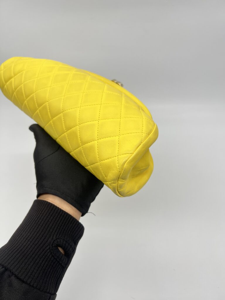 Chanel Timeless Clutch Lambskin Yellow GHW