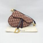 Dior Saddle Medium Oblique Canvas Maroon GHW