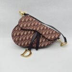 Dior Saddle Medium Oblique Canvas Maroon GHW