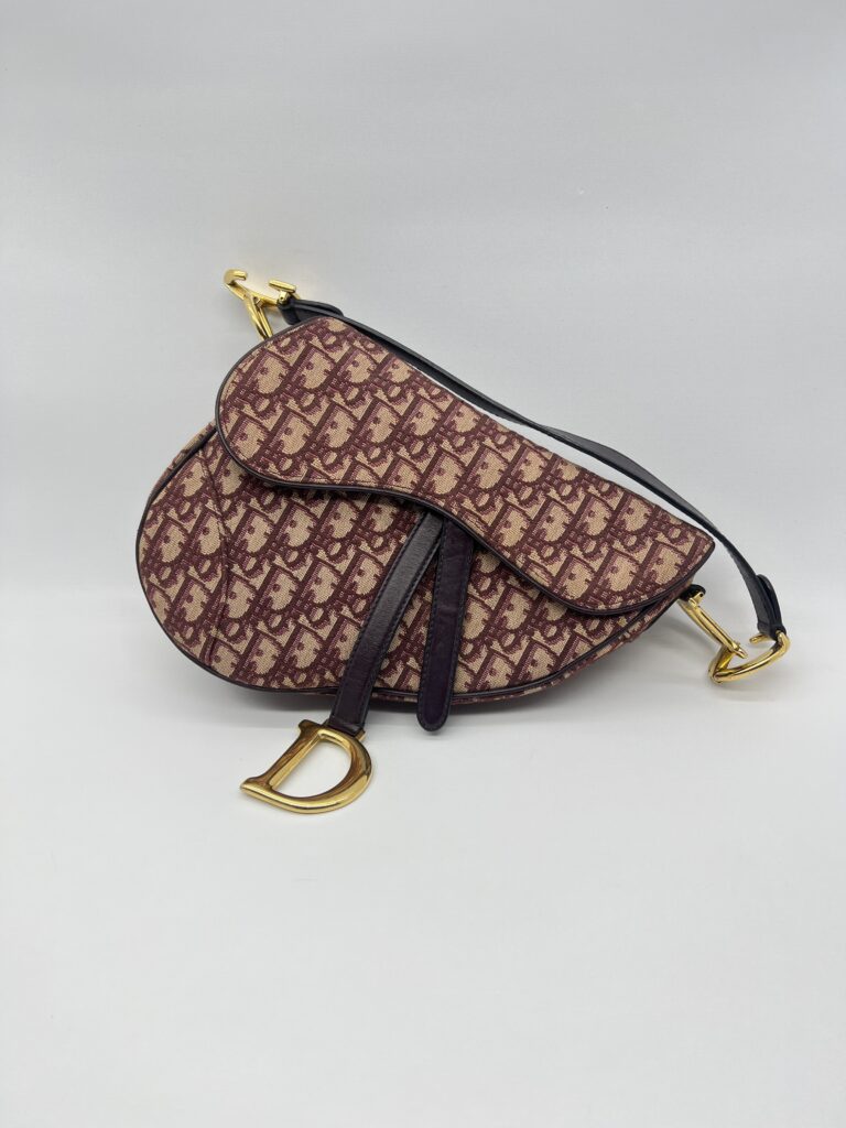 Dior Saddle Medium Oblique Canvas Maroon GHW