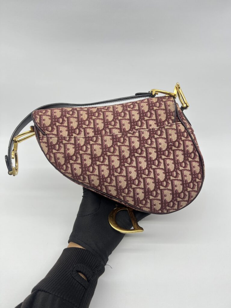Dior Saddle Medium Oblique Canvas Maroon GHW