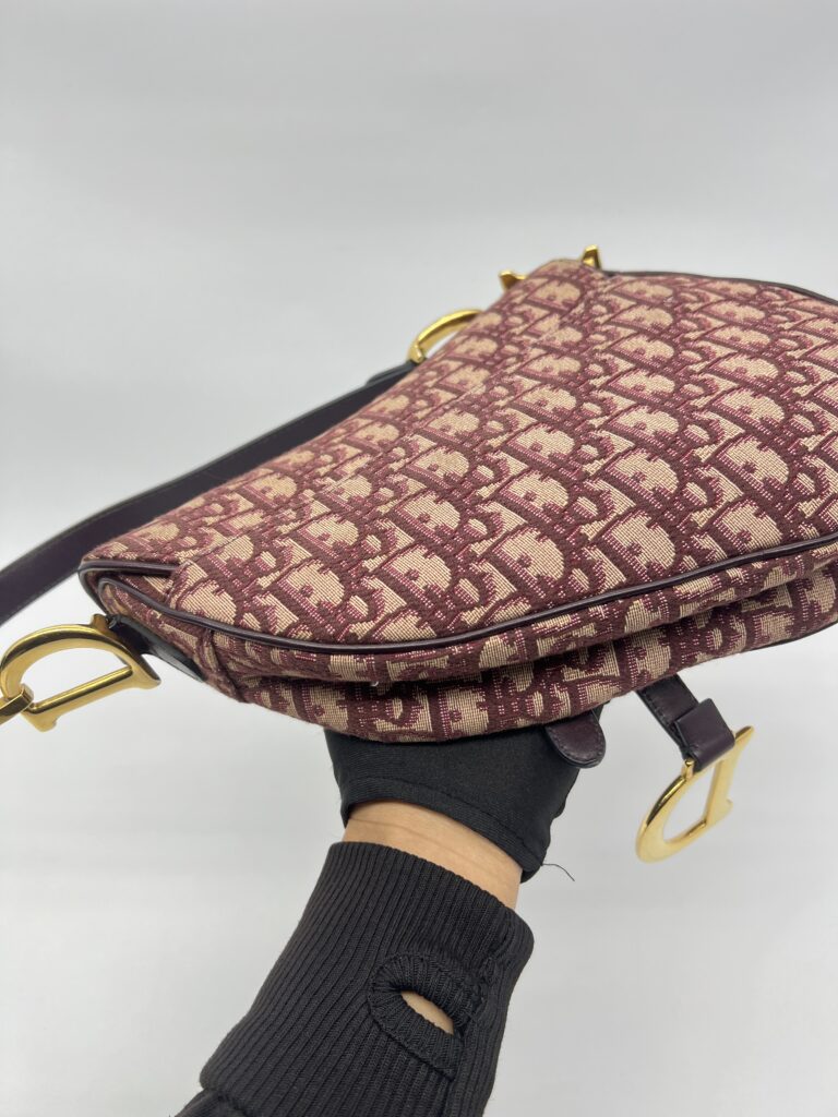 Dior Saddle Medium Oblique Canvas Maroon GHW