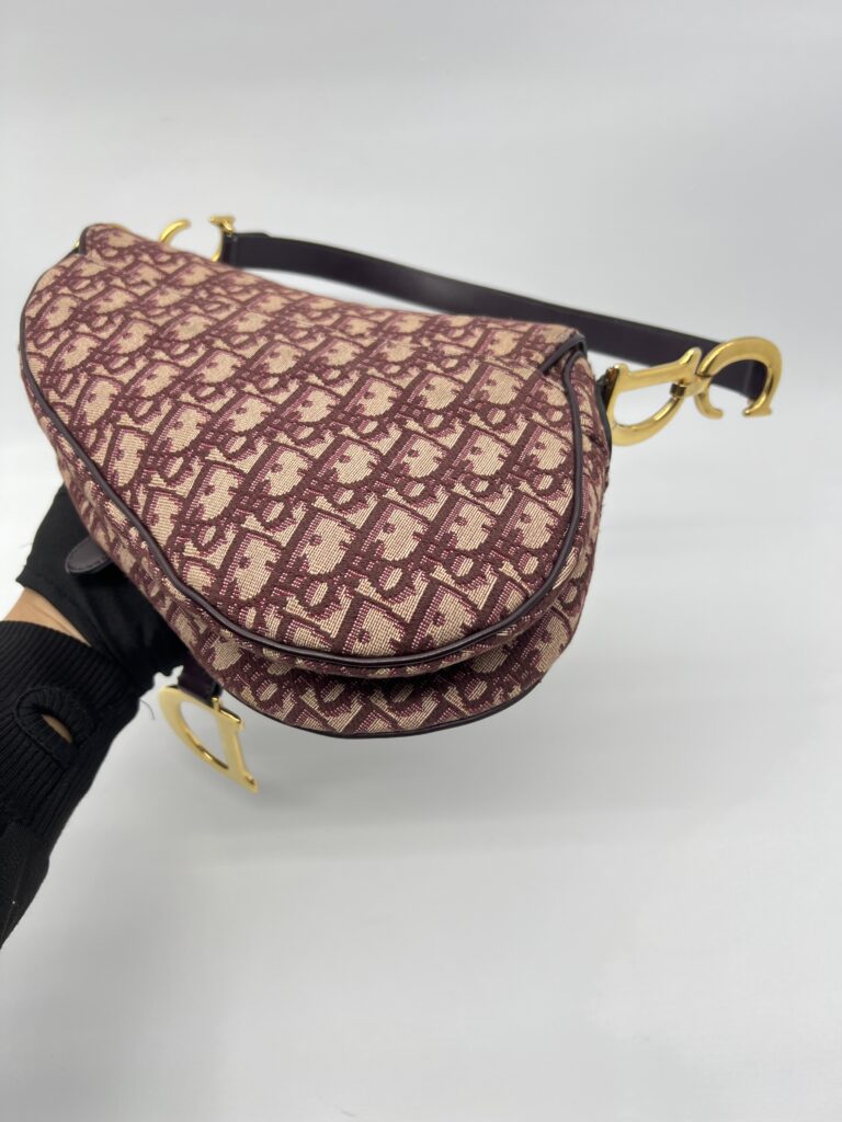 Dior Saddle Medium Oblique Canvas Maroon GHW