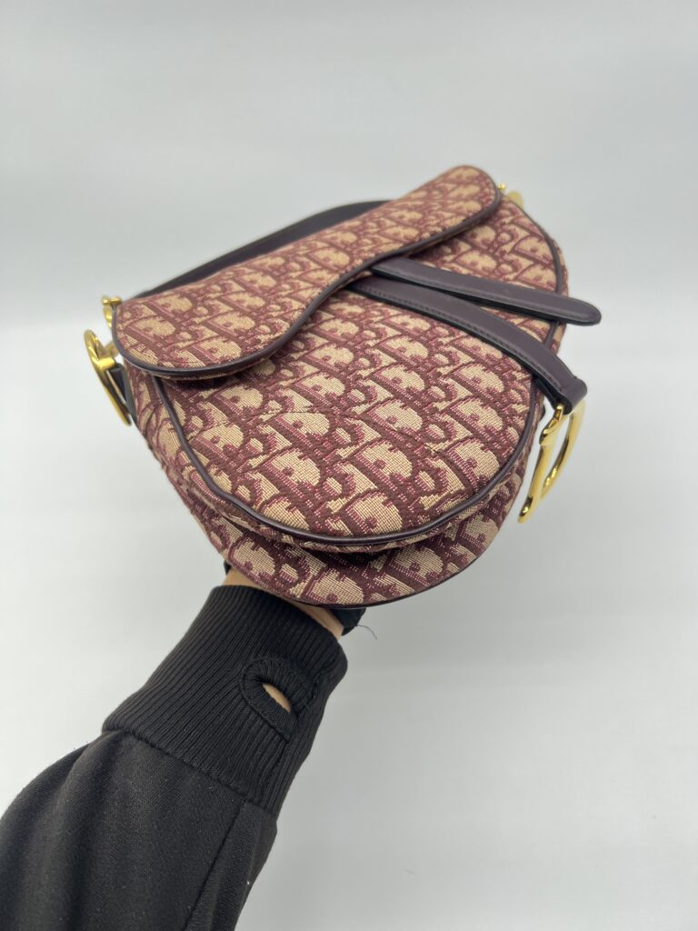 Dior Saddle Medium Oblique Canvas Maroon GHW