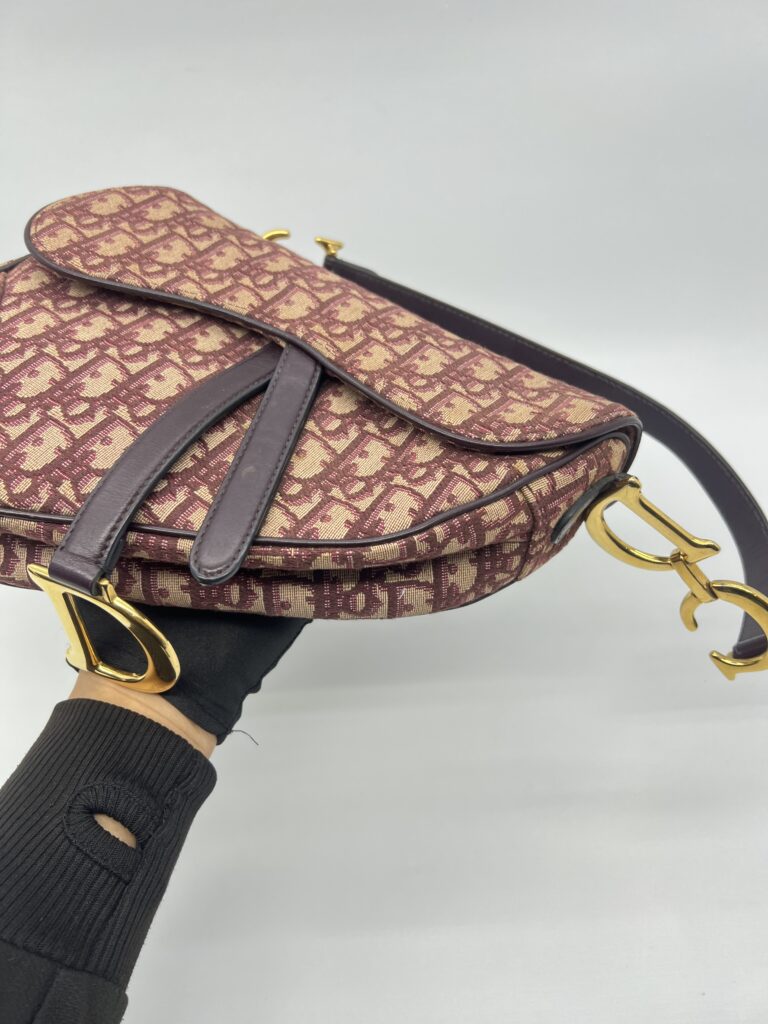 Dior Saddle Medium Oblique Canvas Maroon GHW