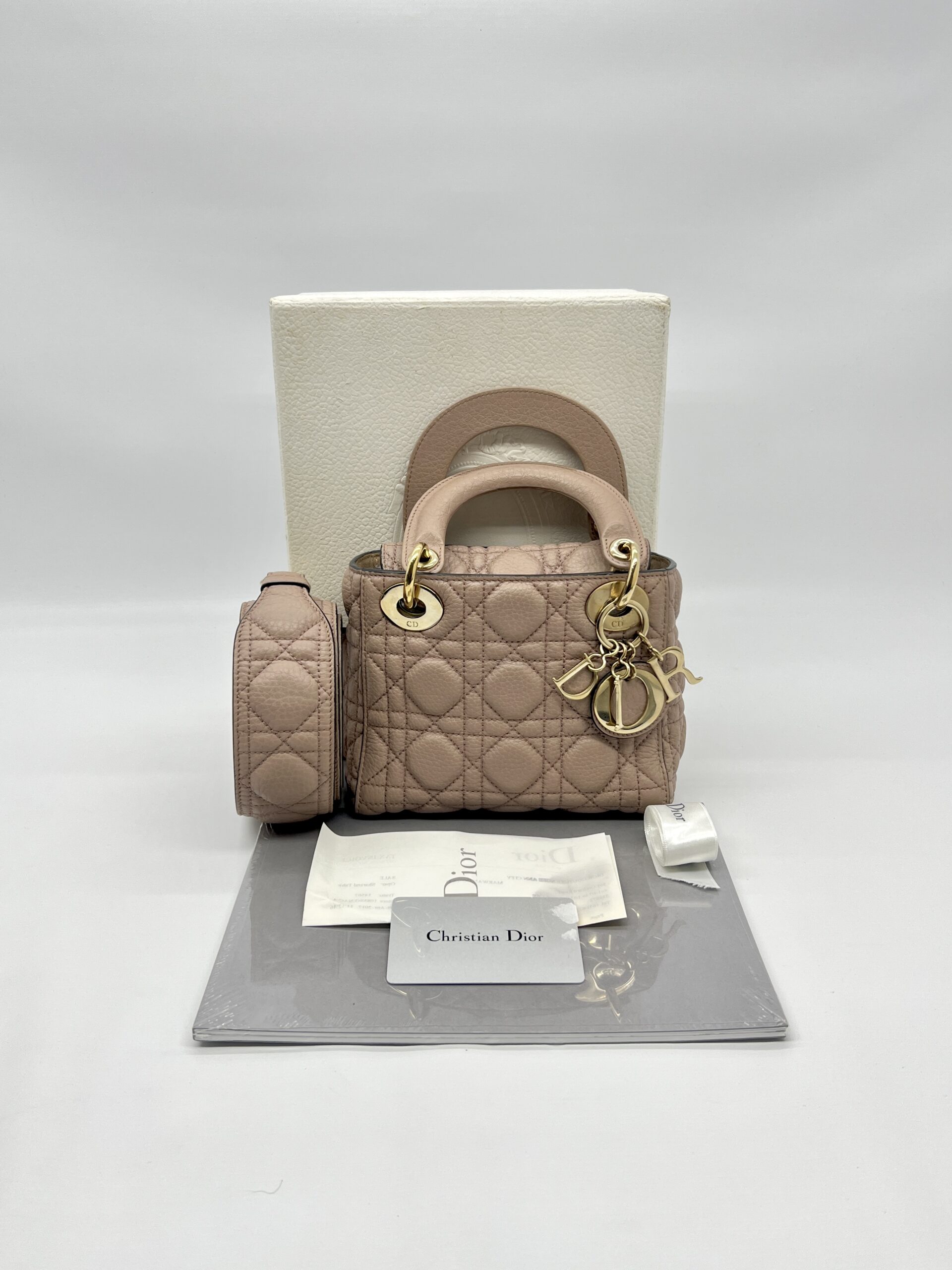 Dior Lady Dior Mini Supple Dark Beige GHW