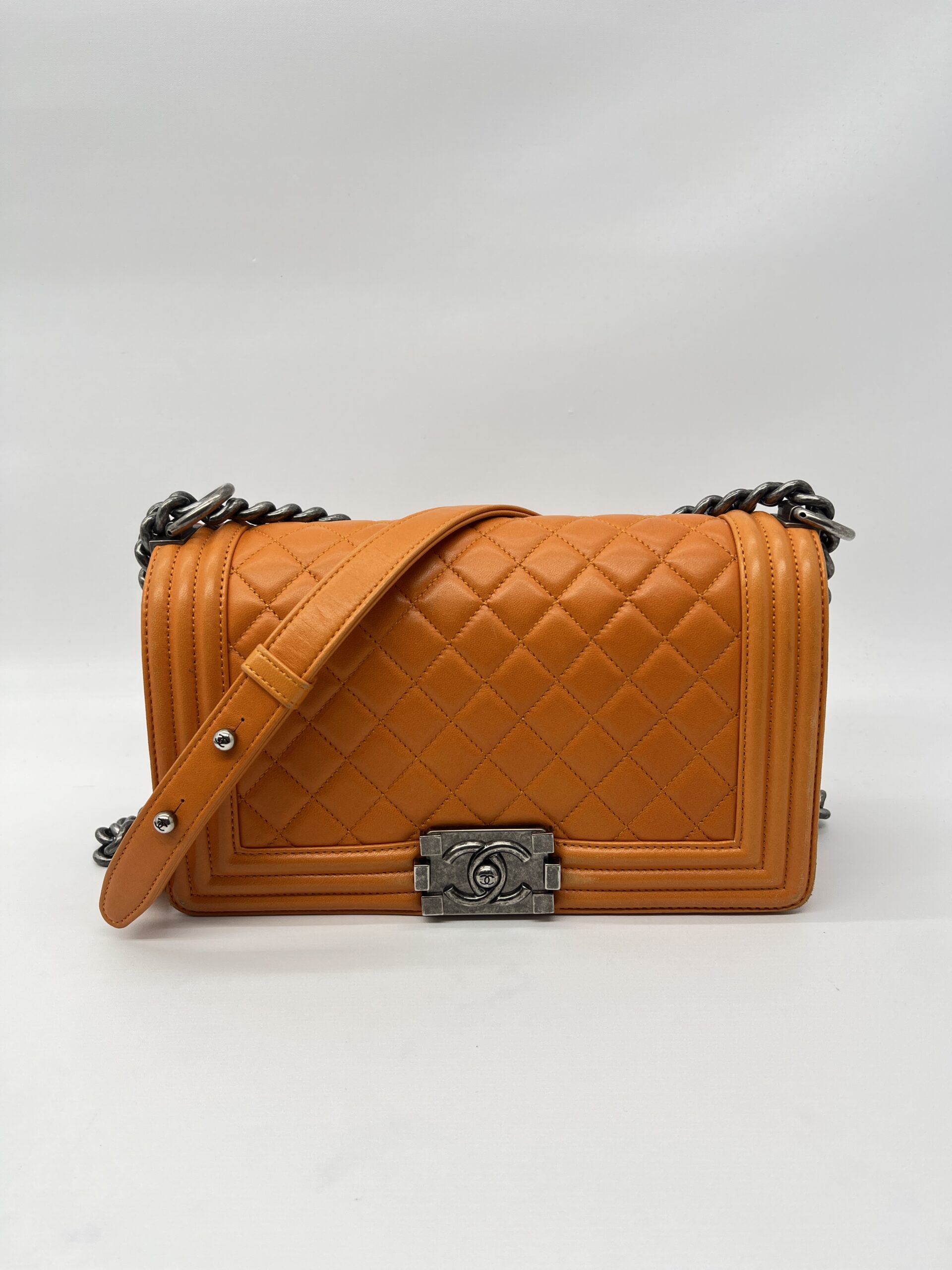 Chanel Boy 25 Lambskin Orange RHW