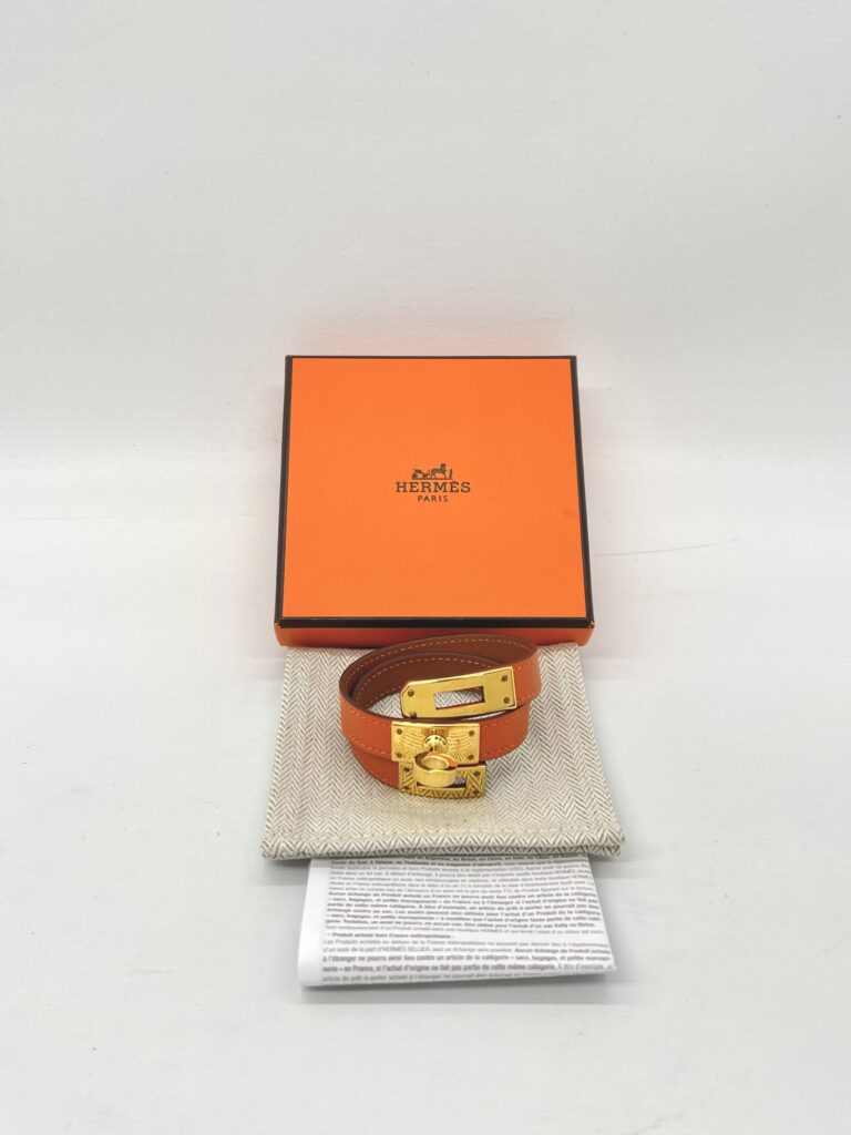 Hermes Kelly Bracelets Double Tour Swift Orange GHW