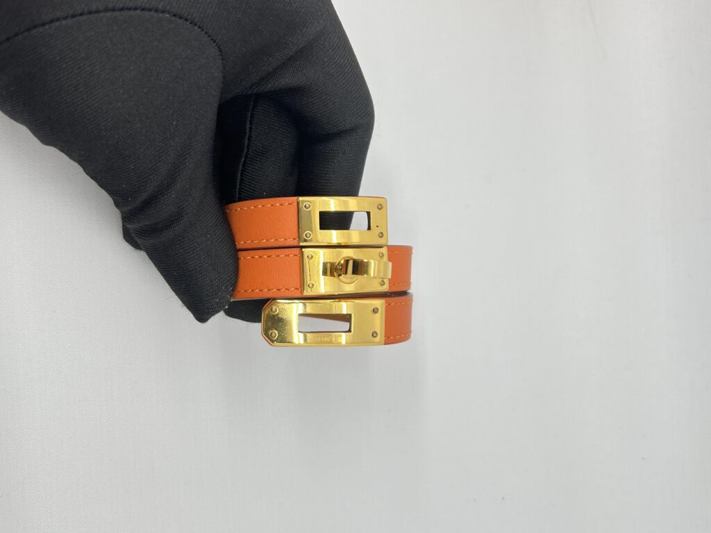 Hermes Kelly Bracelets Double Tour Swift Orange GHW