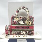 Dior Lady Dior Medium Canvas Embroidered Butterfly Print GHW
