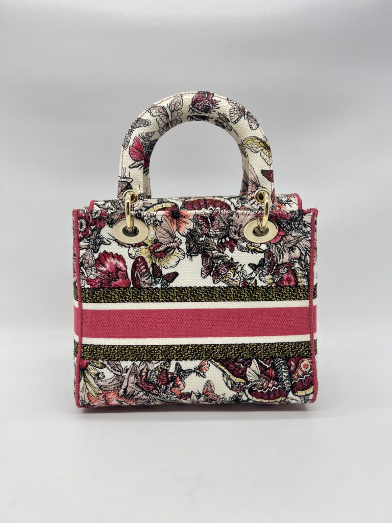 Dior Lady Dior Medium Canvas Embroidered Butterfly Print GHW