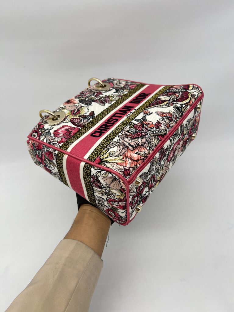Dior Lady Dior Medium Canvas Embroidered Butterfly Print GHW