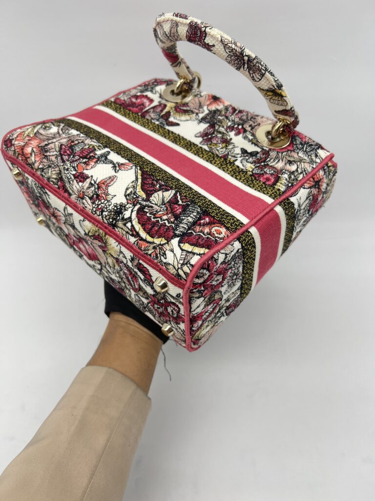 Dior Lady Dior Medium Canvas Embroidered Butterfly Print GHW