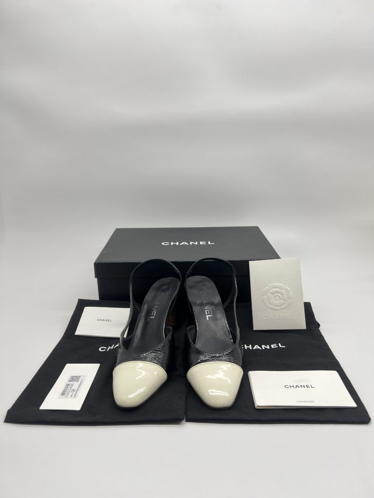 Chanel Slingback Pump Black White SHW