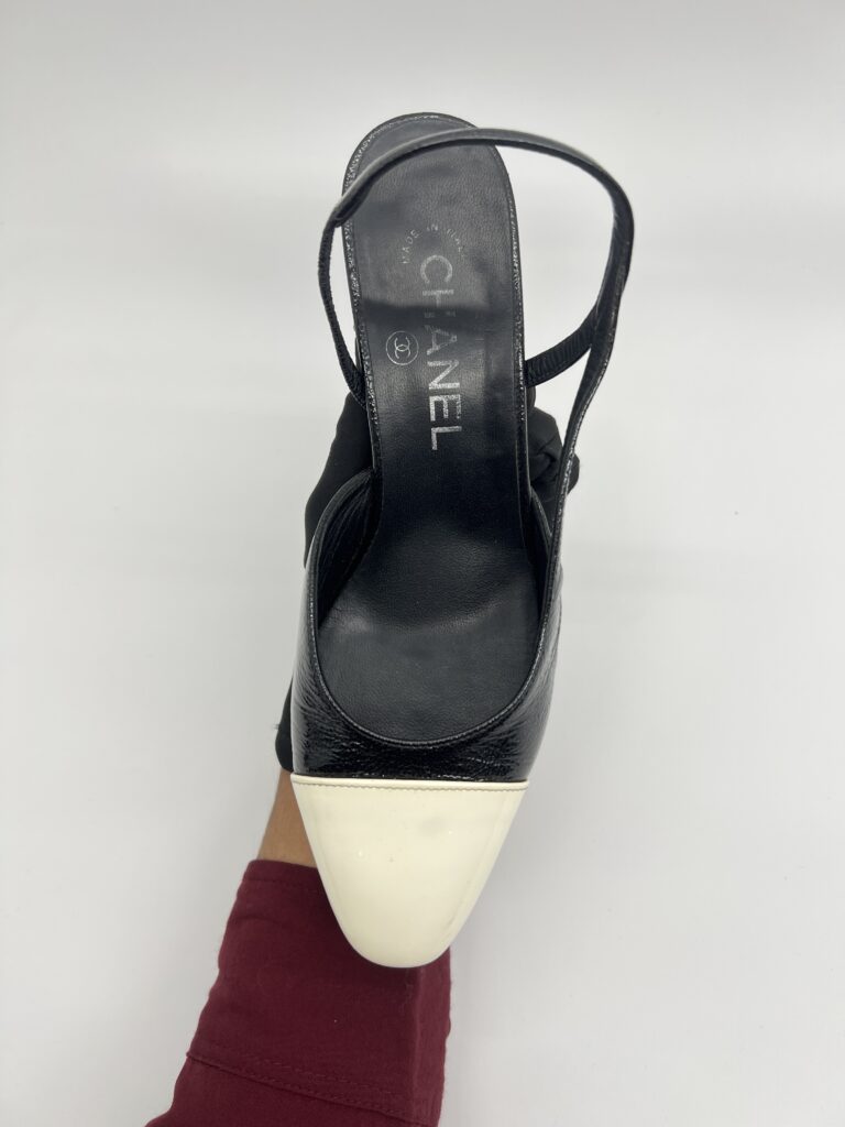 Chanel Slingback Pump Black White SHW