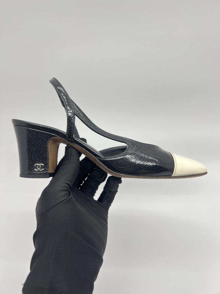 Chanel Slingback Pump Black White SHW