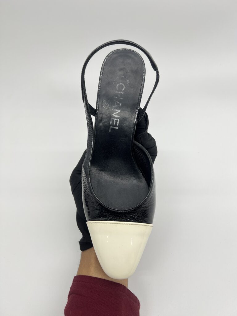 Chanel Slingback Pump Black White SHW