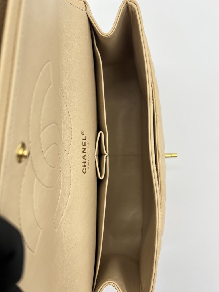Chanel Classic Jumbo D FLap Caviar Beige GHW