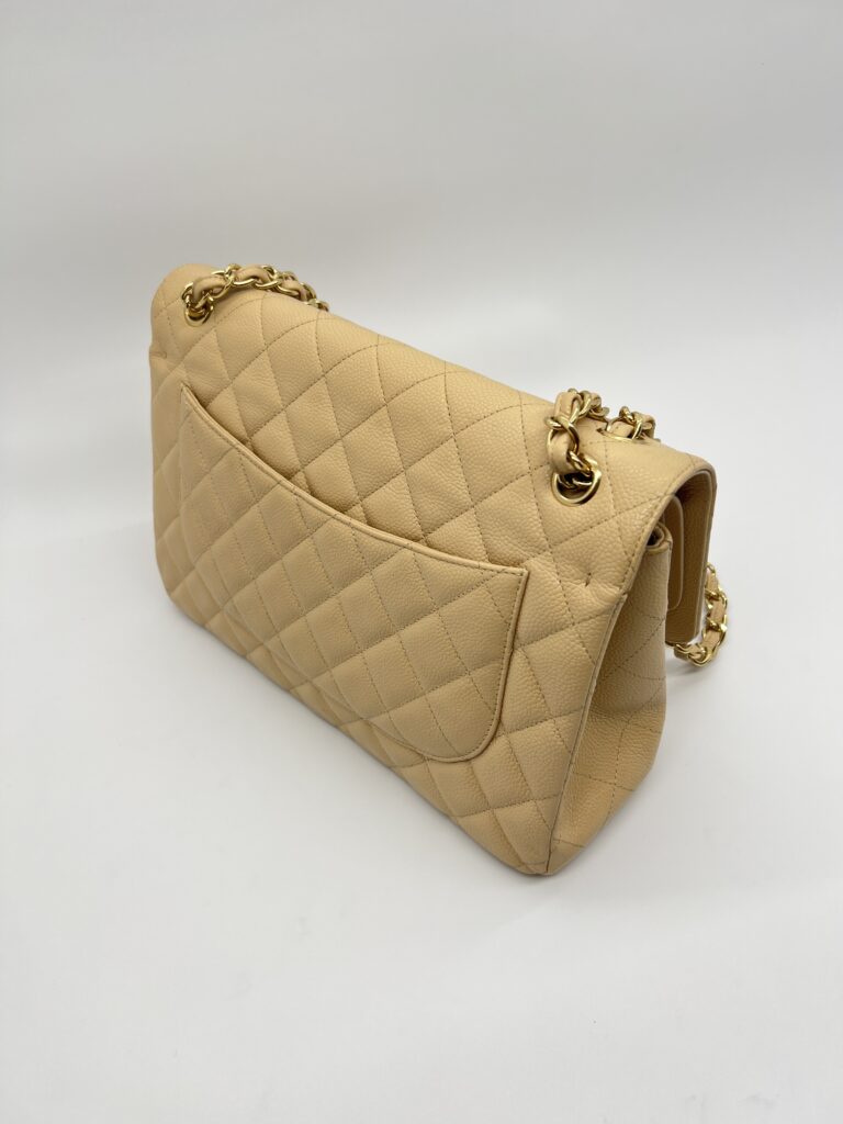 Chanel Classic Jumbo D FLap Caviar Beige GHW
