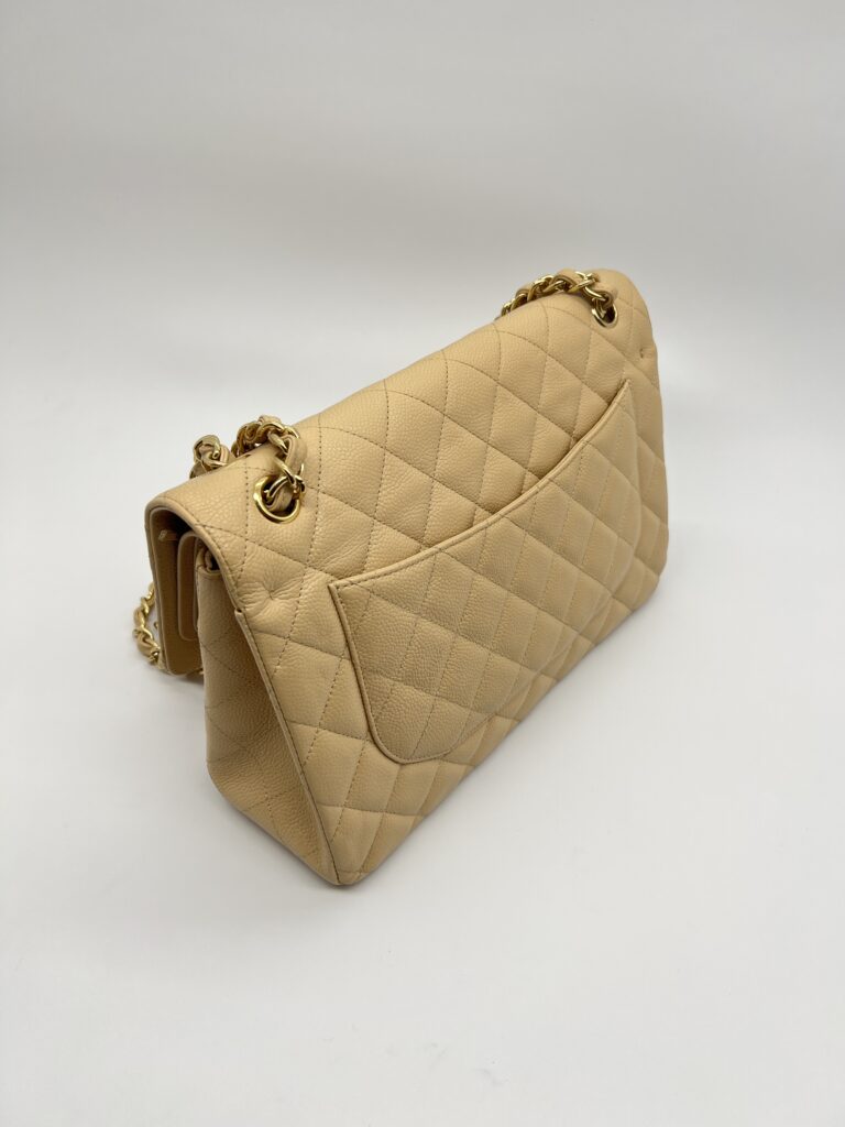 Chanel Classic Jumbo D FLap Caviar Beige GHW