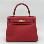 Hermes Kelly 25 Togo Rouge GHW