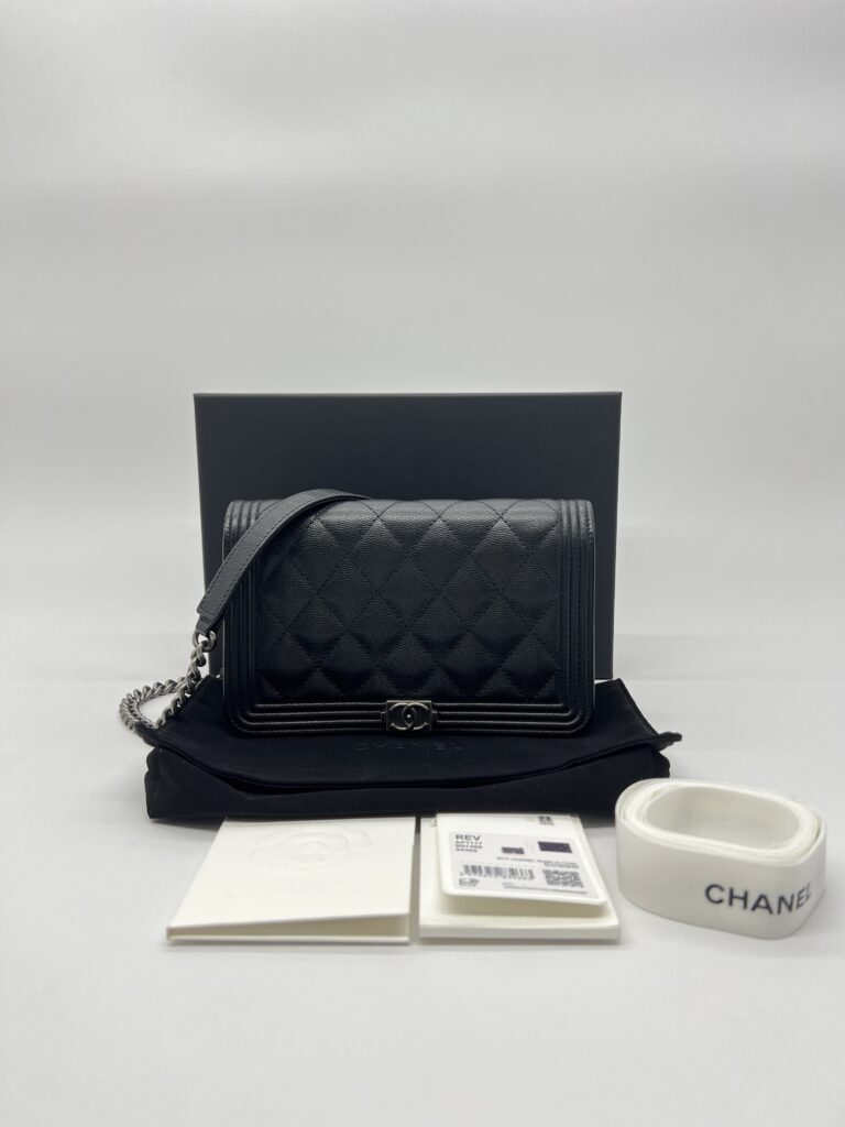 Chanel Boy Wallet On Chain Caviar Black RHW