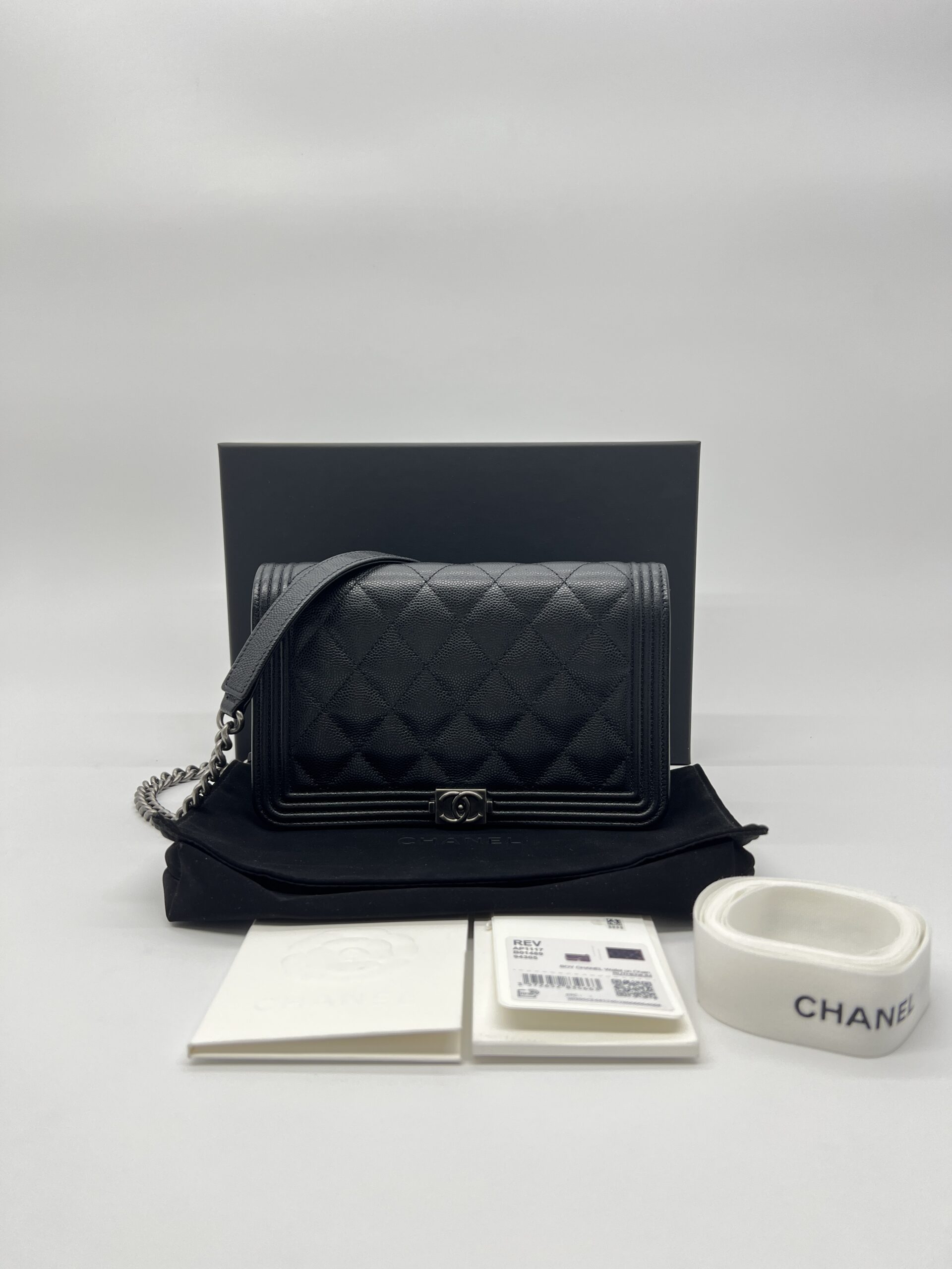 Chanel Boy Wallet On Chain Caviar Black RHW