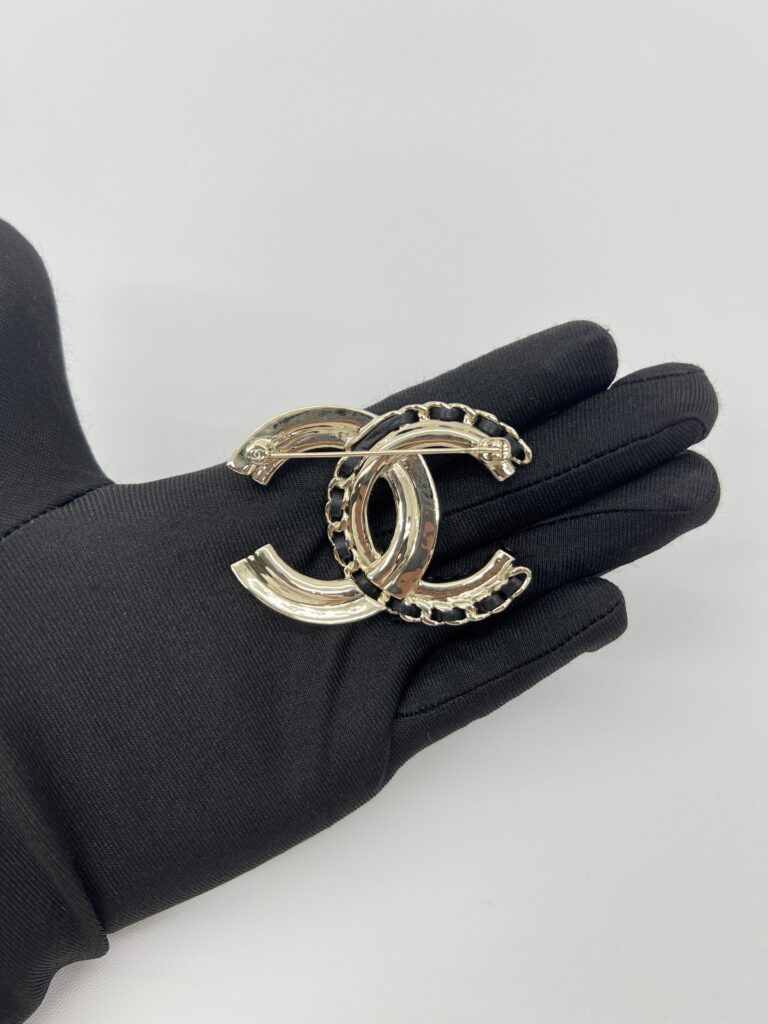 Chanel CC Crystals Pearl Leather Gold Black