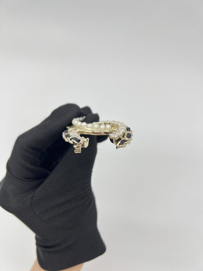 Chanel CC Crystals Pearl Leather Gold Black